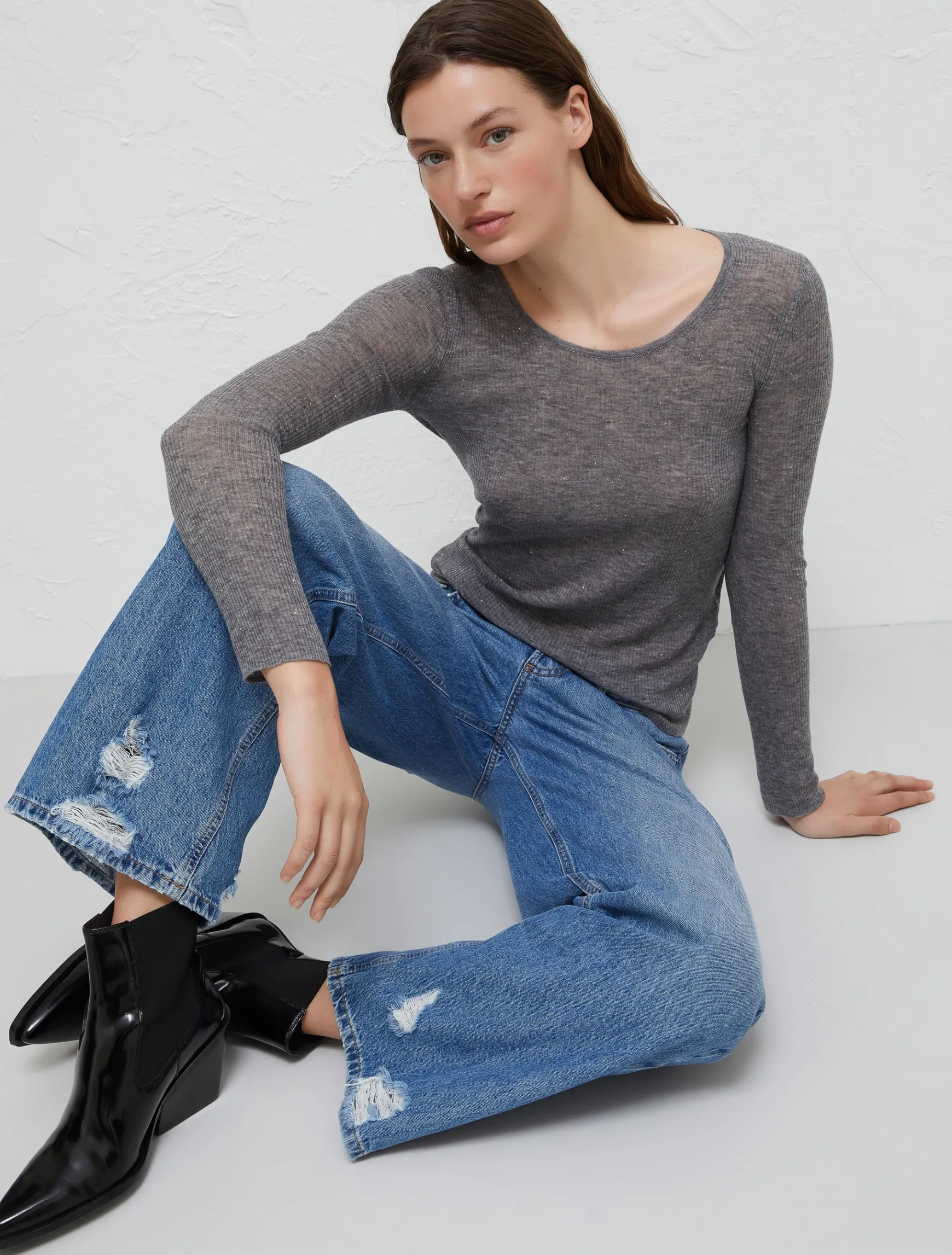 Maglia A Coste Aderente*Marella Online